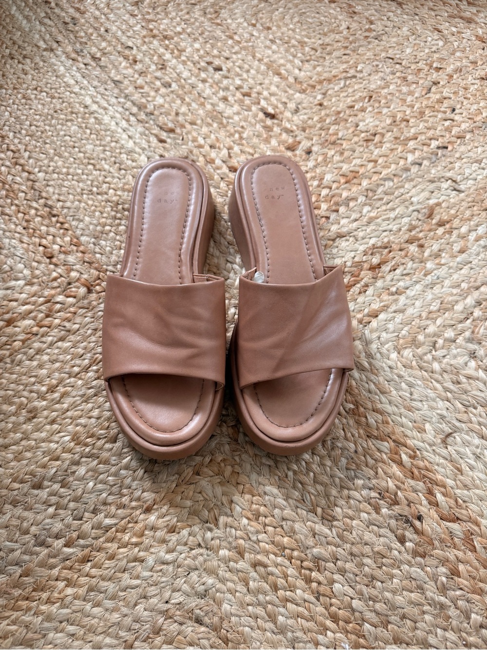 Neutral Tan Slide Platform Sandals